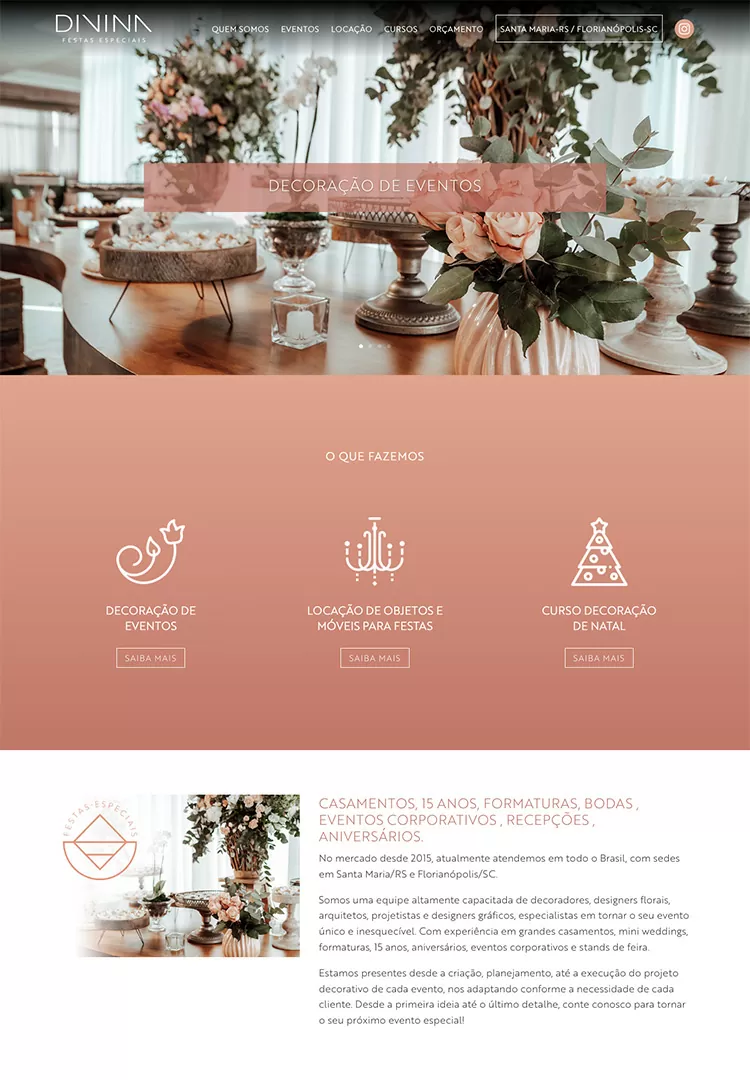 Criação site decoração de eventos